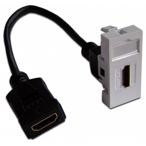 Вставка Mosaic 22.5x45 с адаптером HDMI с удлинителем, мама-мама, белая